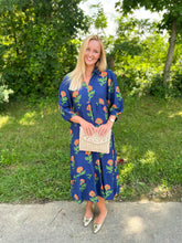 Load image into Gallery viewer, Navy Floral Print Collared Midi Dress
