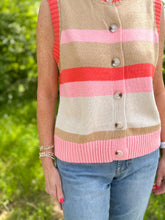 Load image into Gallery viewer, Multicolor Striped Button-up Sweater Vest
