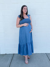 Load image into Gallery viewer, Chambray Smocked Midi Dress
