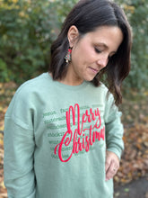 Load image into Gallery viewer, &quot;Christmas Words&quot; Long-Sleeve Crew-Neck Rounded- Bottom Hi-Lo
