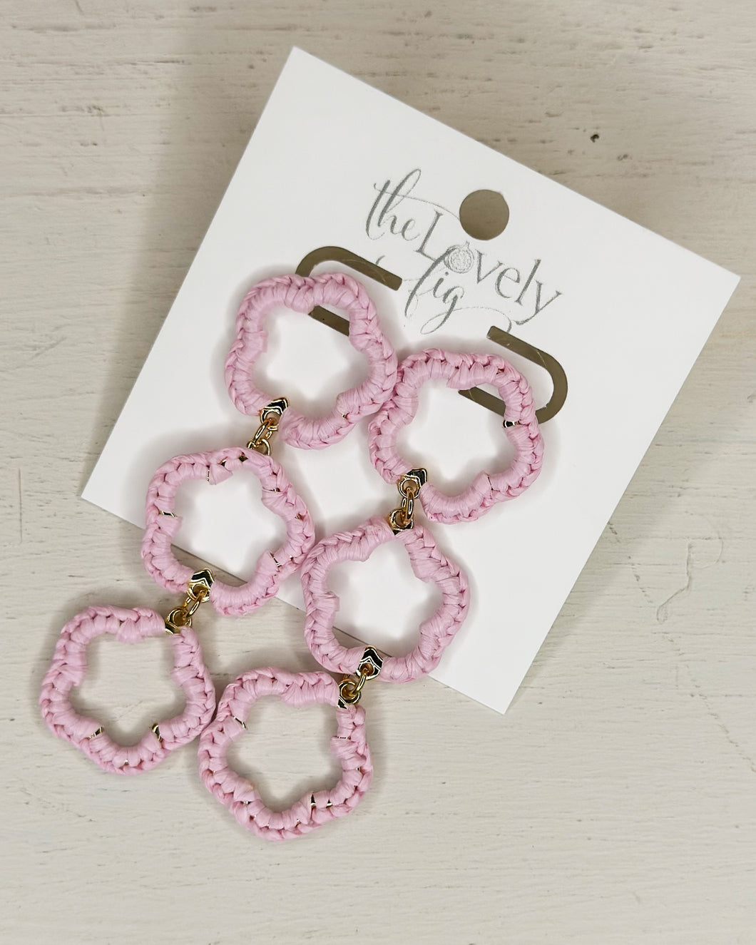 Three Drop Raffia Earrings