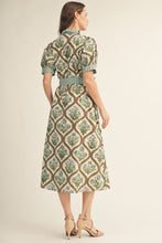 Load image into Gallery viewer, Button Down Waist Tie Floral Midi Dress
