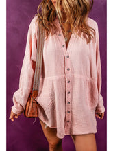 Load image into Gallery viewer, Pink Oversized Frayed Hem Crinkle Top
