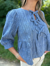 Load image into Gallery viewer, Denim Ribbon Up Blouse
