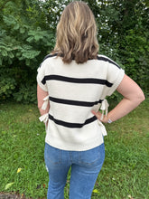 Load image into Gallery viewer, Stripe Side Tie Short Sleeve Knit Sweater
