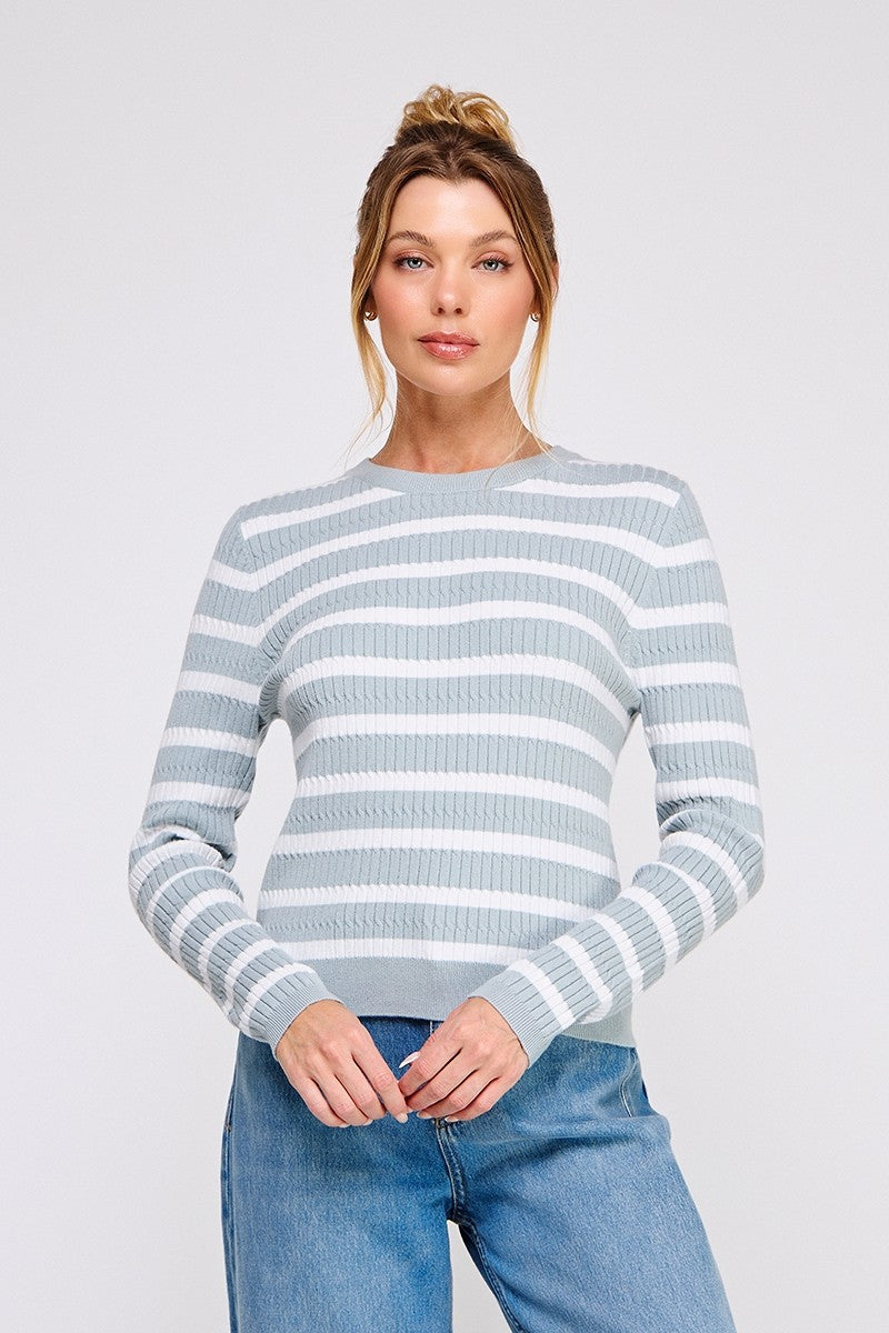 Seamist Striped Cable Knit Top