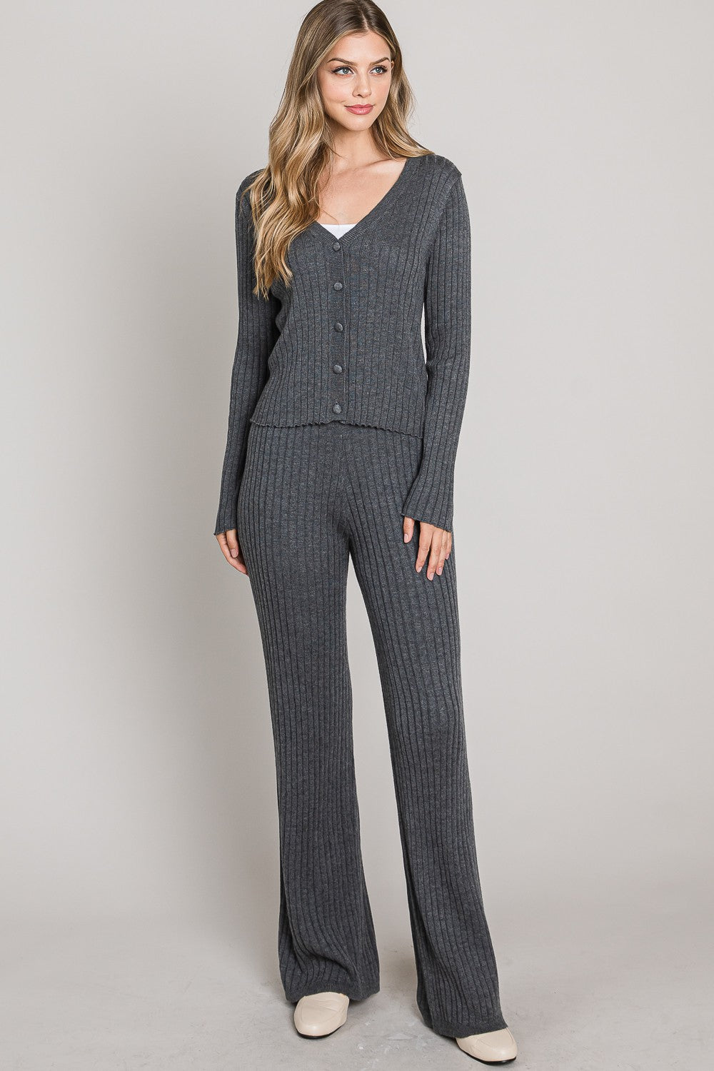 Soft Sweater Flare Pant Set