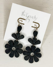 Load image into Gallery viewer, Flower Wood Drop Earrings
