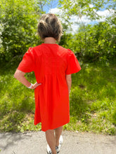 Load image into Gallery viewer, Red Short Sleeve V Neck Dress

