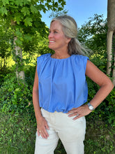 Load image into Gallery viewer, Blue Sleeveless Bubble Top
