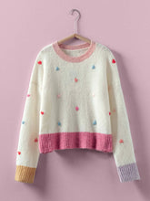 Load image into Gallery viewer, Embroidered Heart Colorblock Knit Sweater
