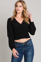 Load image into Gallery viewer, Long Sleeve Center Ruched Micro-Rib Knit Top
