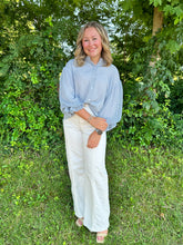 Load image into Gallery viewer, Dusty Blue Gingham Print Blouse
