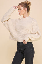 Load image into Gallery viewer, Long Sleeve Cable Knit Cropped Dolman Sweater
