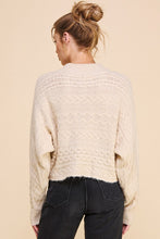 Load image into Gallery viewer, Long Sleeve Cable Knit Cropped Dolman Sweater
