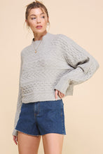 Load image into Gallery viewer, Long Sleeve Cable Knit Cropped Dolman Sweater
