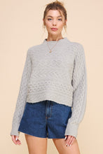 Load image into Gallery viewer, Long Sleeve Cable Knit Cropped Dolman Sweater
