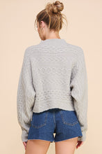 Load image into Gallery viewer, Long Sleeve Cable Knit Cropped Dolman Sweater
