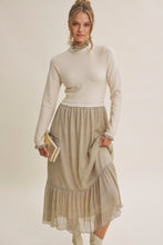 Load image into Gallery viewer, Winter Gala Mixed Media Shimmer Twofer Sweater Maxi Dress
