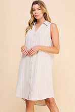 Load image into Gallery viewer, Sleeveless Linen Blend Pinstripe Shirt Dress
