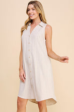 Load image into Gallery viewer, Sleeveless Linen Blend Pinstripe Shirt Dress
