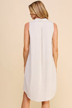 Load image into Gallery viewer, Sleeveless Linen Blend Pinstripe Shirt Dress
