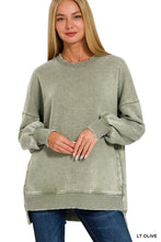 Load image into Gallery viewer, Acid Wash Hi-Low Hem Pullover
