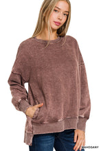 Load image into Gallery viewer, Acid Wash Hi-Low Hem Pullover
