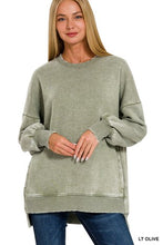 Load image into Gallery viewer, Acid Wash Hi-Low Hem Pullover

