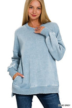 Load image into Gallery viewer, Acid Wash Hi-Low Hem Pullover
