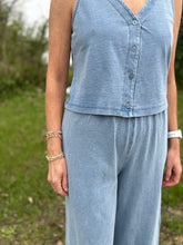 Load image into Gallery viewer, Solace V Neck Jersey Denim Tank
