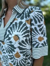 Load image into Gallery viewer, Olive Woven Print Collared V Neck Mini Dress
