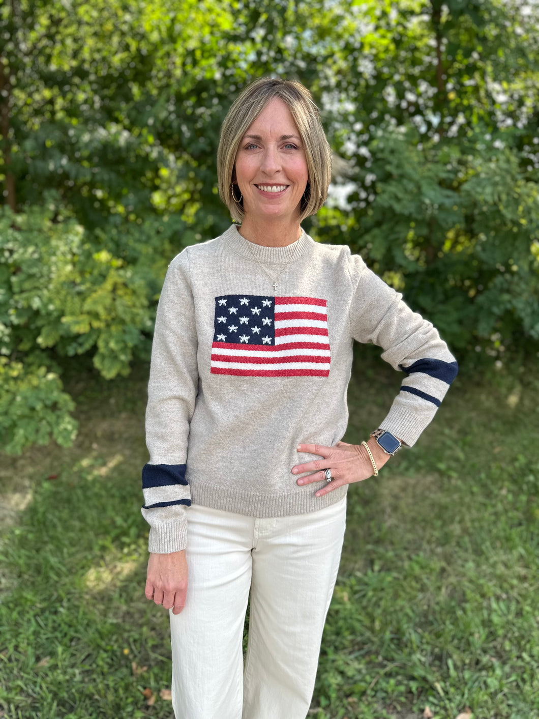 Knit Flag Pattern Sweater