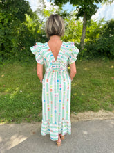 Load image into Gallery viewer, Ruffle Sleeve Chevron Stripe Print Dress
