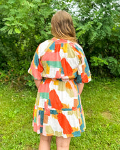 Load image into Gallery viewer, Abstract Watercolor Puff Sleeve Dress
