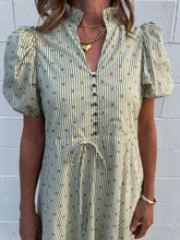 Load image into Gallery viewer, Stripe &amp; Dot Print Puff Sleeve Midi Dress
