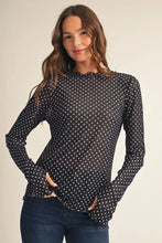 Load image into Gallery viewer, Merrow Edge Detail Polka Dot Mesh Top
