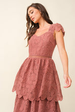 Load image into Gallery viewer, Dusty Rose Cap Sleeve Midi Dress
