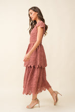 Load image into Gallery viewer, Dusty Rose Cap Sleeve Midi Dress
