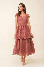 Load image into Gallery viewer, Dusty Rose Cap Sleeve Midi Dress
