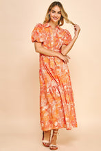 Load image into Gallery viewer, Orange Print Button Down Dress
