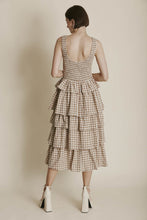 Load image into Gallery viewer, Tan Tiered Smocked Midi Dress
