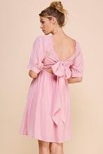 Load image into Gallery viewer, Textured Woven Pleated Babydoll Puff Sleeve Dress
