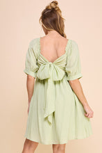 Load image into Gallery viewer, Textured Woven Pleated Babydoll Puff Sleeve Dress
