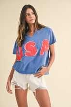 Load image into Gallery viewer, Mineral Wash USA Patched Knit Top
