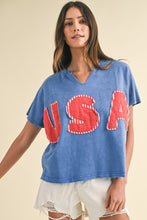 Load image into Gallery viewer, Mineral Wash USA Patched Knit Top
