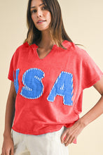 Load image into Gallery viewer, Mineral Wash USA Patched Knit Top
