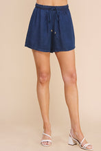 Load image into Gallery viewer, Washed Chambray Denim High Waisted Tie Shorts
