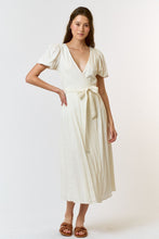 Load image into Gallery viewer, Cream Linen Wrap Maxi Dress
