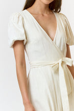 Load image into Gallery viewer, Cream Linen Wrap Maxi Dress
